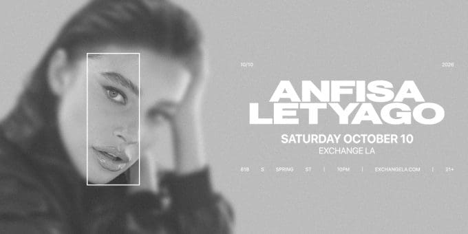 Anfisa Letyago at Exchange LA in DTLA Nightclub Event Flyer October 10